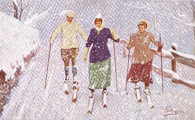 Three Skiers in a Snowstorm by Carlo Pellegrini