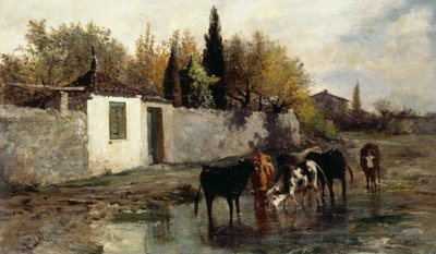 Cows at the Trough by Carlo Pittara