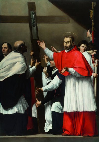 The Exaltation of the Holy Nail with Saint Charles Borromeo by Carlo Saraceni