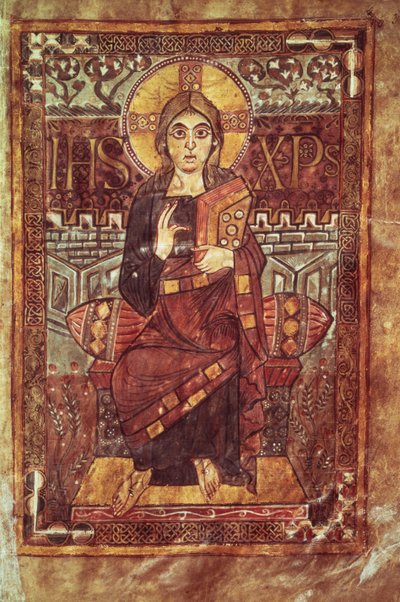 Christ in Majesty, from the Godescale Gospel, c.781-783 AD by Carolingian School