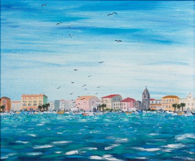 Sea Scene with Houses by Carolyn Hubbard Ford