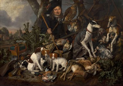 Gentleman Hunter with His Pack of Dogs and Hunting Trophies by Carstian Luyckx