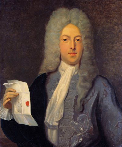 Portrait of John Law (1671 - 1729) Financial Controller, Scottish Financial who caused bankruptcy in 1720 (Event of Quincampoix Street) by Casimir de Balthasar