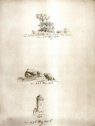 Tree, Dolmen, and Tower by Caspar David Friedrich