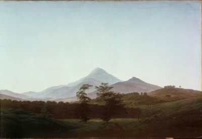 Bohemian Landscape with the Large and Small Milleschau by Caspar David Friedrich