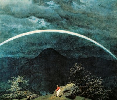 Detail of mountain landscape with rainbow by Caspar David Friedrich