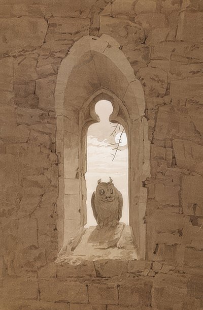 The Owl in the Gothic Window by Caspar David Friedrich
