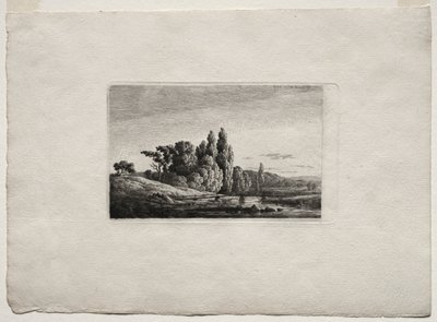 Footbridge with Cross before Trees at a River by Caspar David Friedrich