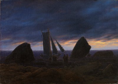 Fishing Boat Between Two Rocks on the Beach of the Baltic Sea by Caspar David Friedrich