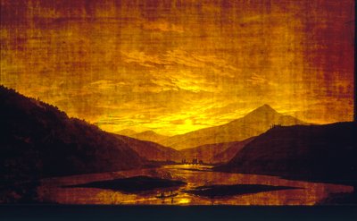 Mountainous River Landscape at Night by Caspar David Friedrich
