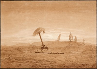 Landscape with Graves. Drawing by Caspar David Friedrich, ca 1836 by Caspar David Friedrich
