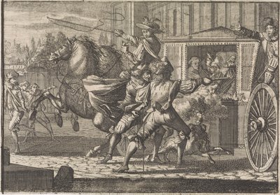 Attack on Nicolau Monteiro, Prior of Cedofeita, in the Streets of Rome by Caspar Luyken (attributed to)