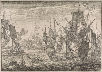 Naval Battle Between Turkish Warships and Galleys of the Knights of Malta, 1644 by Caspar Luyken (attributed to)
