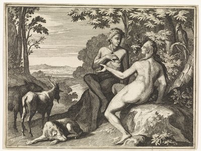 Adam and Eve Surrounded by Animals in Paradise by Caspar Luyken