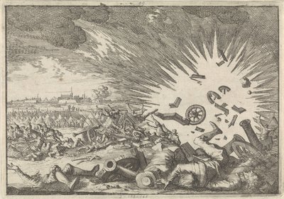 Explosion of a French Gunpowder Magazine during the Siege of Namur, 1640 by Caspar Luyken
