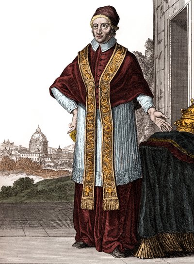 Portrait of Pope Clement XI (pope from 1700 to 1721) - Drawings by Caspar Luyken - Engraved & Published by Christoph Weigel (Nuremberg 1703) by Caspar Luyken
