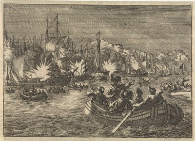 Spanish Fleet on the Scheldt Conquered and Burned by the Dutch, 1631 by Caspar Luyken