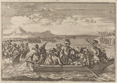 Waldensians Expelled from Savoy Returning in Boats Across Lake Geneva to Their Land, 1689 by Caspar Luyken