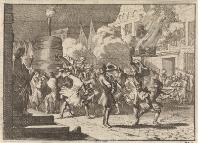 Joy in Paris Following the False Report of the Death of William III at the Battle of the Boyne, 1690 by Caspar Luyken