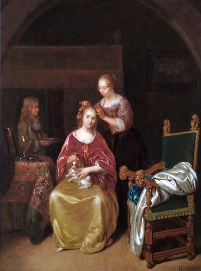 A Lady At Her Toilet, c.1665 by Caspar Netscher