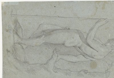 Study of a Standing Naked Youth with Staff by Caspar Netscher
