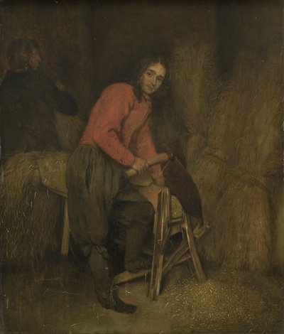 Trimming Bales of Hay by Caspar Netscher