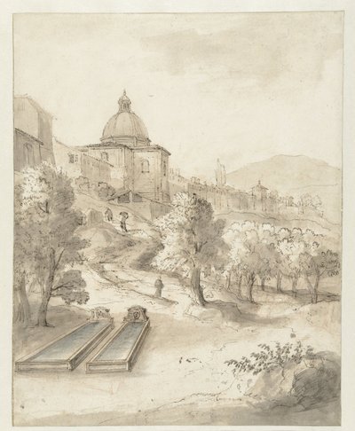 Italian Landscape with a City on a Hill by Caspar van Wittel