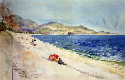 On the Beach below the Promenade des Anglais, Nice, France, 1898 by Cass Gilbert