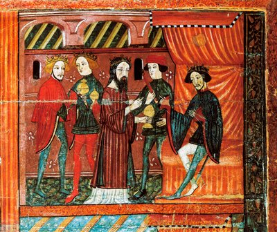 Magi Kings in front of King Herod, altarpiece from Bellver de Cerdany by Catalan School