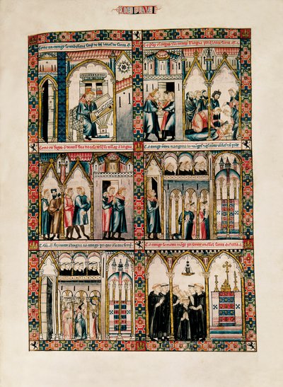 Miniatures Dedicated to Saint Mary and Her Miracles, from Las Cantigas de Santa María (Songs of Saint Mary), Fol. 156 by Catalan School