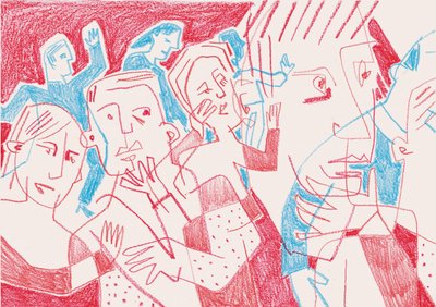 Expressive Figures in Red and Blue by Catalina Somolinos