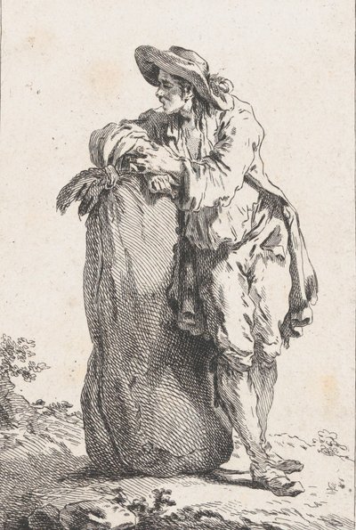 Peasant Leaning on a Sack of Grain by Catherine Francoise Beauvarlet
