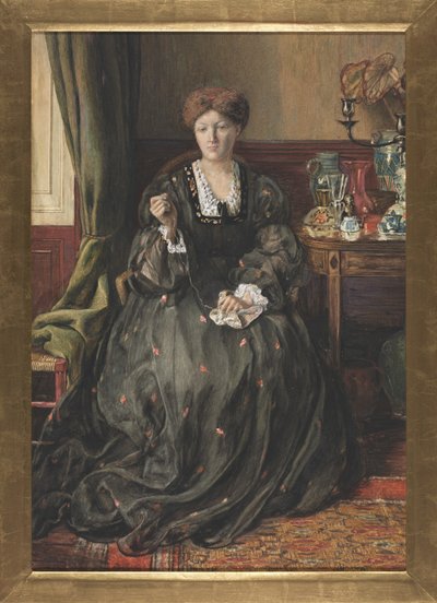 Thinking, Portrait of Emma Madox Brown by Catherine Madox Brown