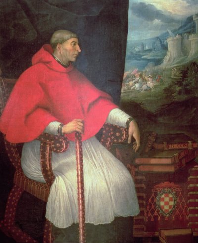 Portrait of Cardinal Francisco Ximenez de Cisneros (1437-1517) by Caxesi or Caxete Eugenio Caxes