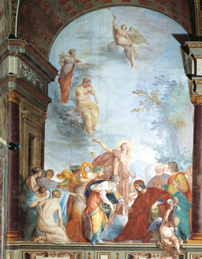 Fresco of Fame and St Anna-The deeds of Lorenzo de Medici, known as Magnificent by Cecco  Bravo