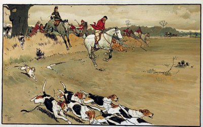 Hunting scene, the pack of dogs bark after the game by Cecil Charles Windsor Aldin