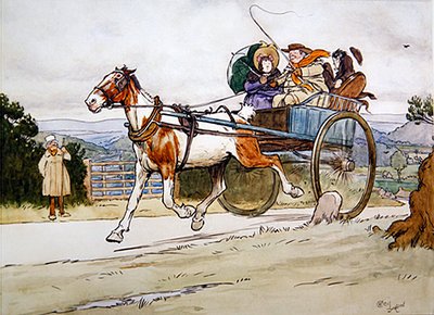 I drove the old Piebald, illustration for The Pickwick Papers by Charles Dickens by Cecil Charles Windsor Aldin