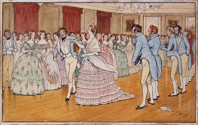Mrs Barrington Very Complacently Leads Off with Stephen Dumpling, Illustration to Handley Cross by Robert Smith Surtees by Cecil Charles Windsor Aldin