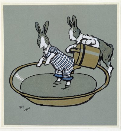 Rabbits Taking a Bath - in 