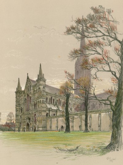 Salisbury Cathedral by Cecil Charles Windsor Aldin