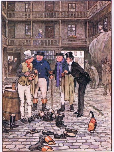 Sam at the White Hart Courtyard by Cecil Charles Windsor Aldin