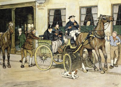 The Pickwickians start from the Bull Hotel at Rochester by Cecil Charles Windsor Aldin