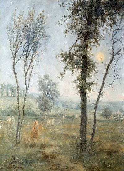 Haymaking by Moonlight by Cecil Gordon Lawson