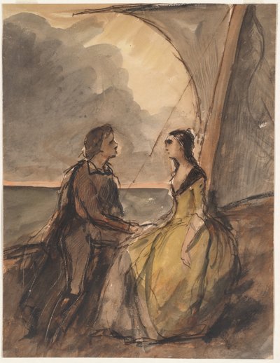 Seated Man and Woman by Celestin Francois Nanteuil
