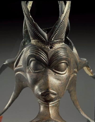 Celtic art: decorative element of a bronze jug in the shape of a fantastic creature head. 3rd century BC. From Brno Malomerice (Moravia). Brno, Moravian Museum by Celtic