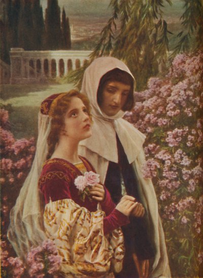 Dante Alighieri - Dante and Beatrice in the Garden, c1925 by Cesar Saccagi