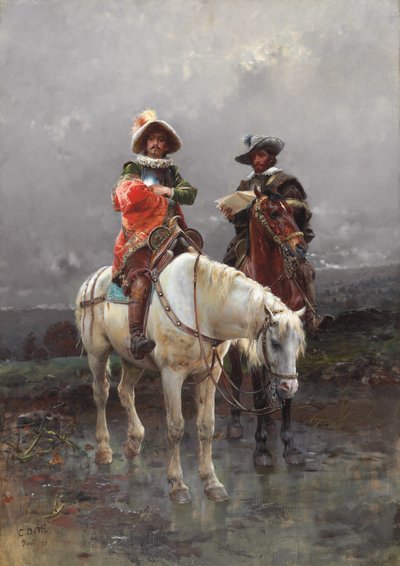 A Cavalier on a White Horse by Cesare Auguste Detti