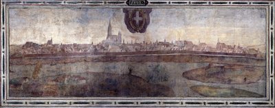 View of the City of Vienna, Austria. View of the Cities of the Habsburg Empire. Fresco of the Michelozzo Court at the Palazzo Vecchio in Florence. Painting by Sebastiano Veronese Giovanni Lombardi, Cesare Baglioni and Turino da Piamonte, circa 1565 by Cesare Baglioni
