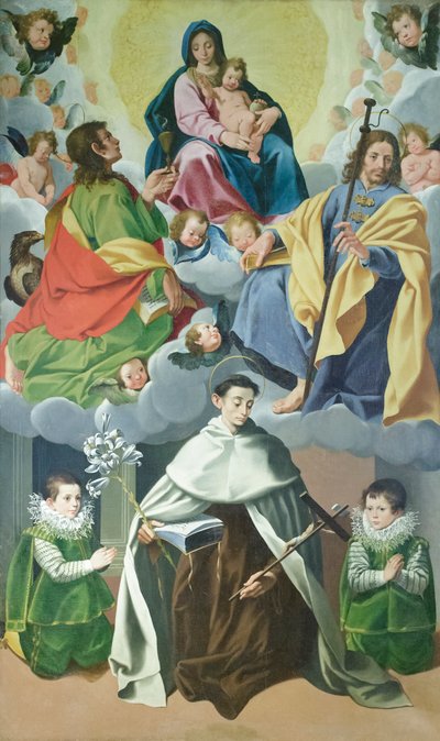 Virgin with Child and St. James, John the Major, Alberto degli Abati and Two Children of the Panici House, c.1595-1598 by Cesare & Conti Vincenzo Conti