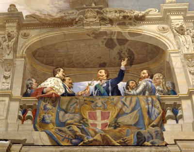 Carlo Alberto Giving the Sword to Vittorio Emanuele II (detail) by Cesare Mariani